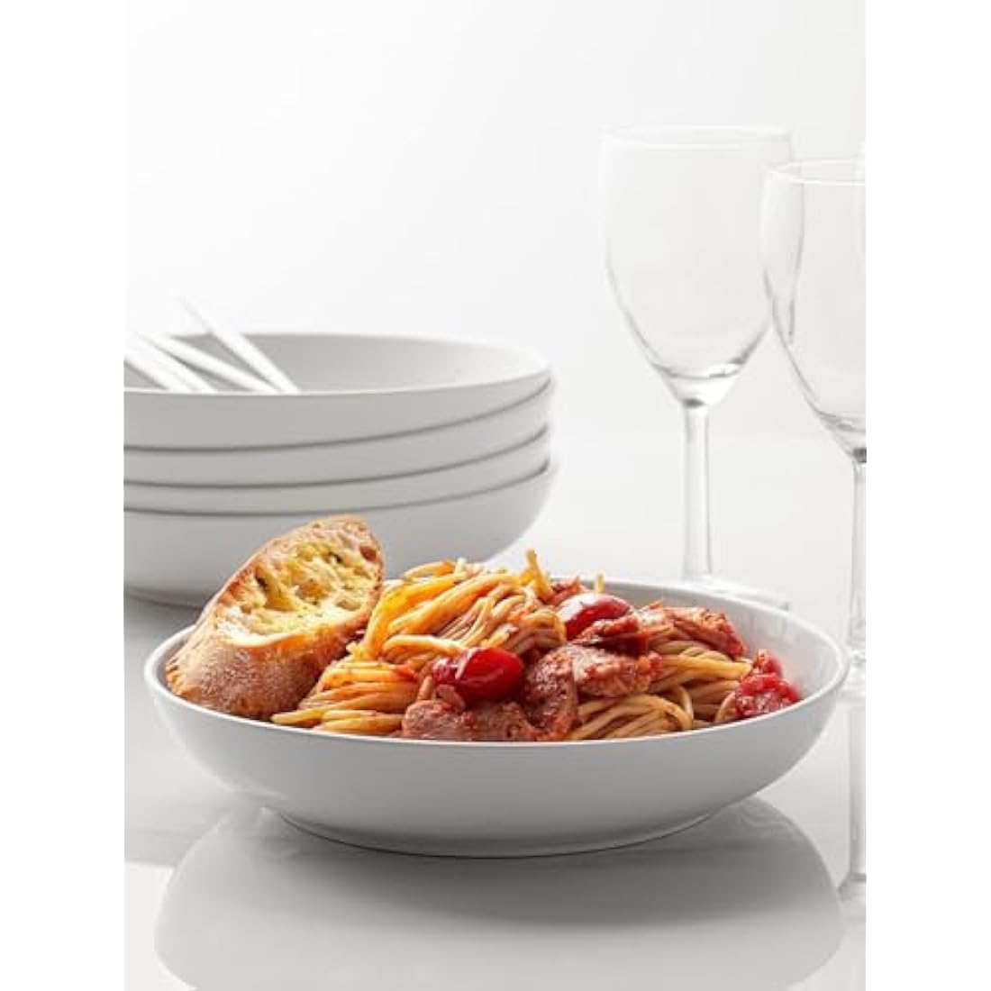 Y YHY 8.5'' Pasta Bowls Set of 6, 30 oz/880 ml Porcelain Salad Bowl, Large Ceramic Soup Bowl, Deep Plates, Serving Dishes for Salad Pasta, Soup, Fruit, Microwave & Dishwasher Safe, White