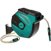 Amazon Basics Auto-Rewindable Hozelock Wall-Mounted Hose Reel, 15 m, Black Green