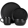 Barbary & Oak BO867005BLK Luna 16 Piece Dinnerware Set, Stoneware, Matte Black with Gloss Speckle