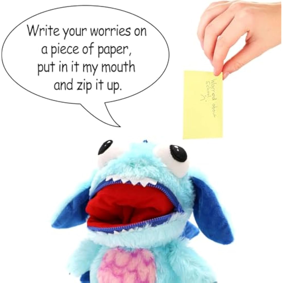 Worry Yummy Monster Children's Soft Toy - 28cm (11") Soft Cuddly Toy For Kids - Boys & Girls Anxiety, Stress & Fear Reducing Sleep Companion - Blue 'Marvin'