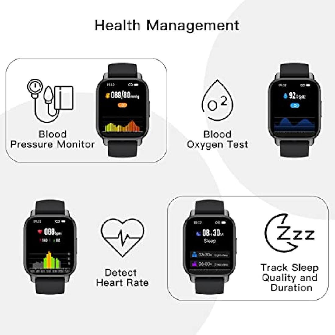 Popglory Smart Watch for Women Men Answer/Make Calls, 1.85" Smartwatch 44mm 2 Straps & Split Screen, 100+ Sports Fitness Watch with Blood Pressure/Oxygen/Heart Rate Monitor for iOS and Android