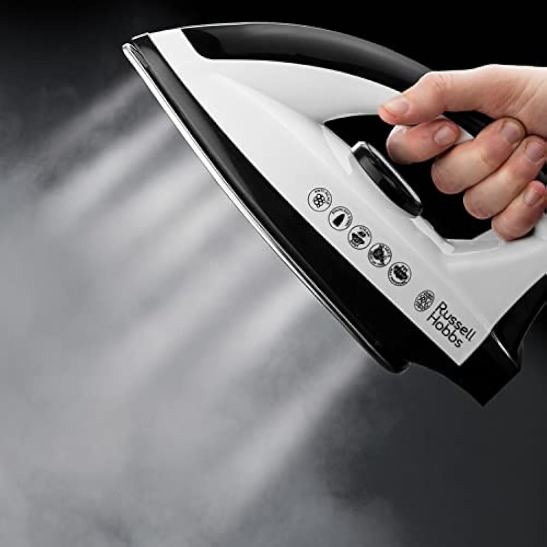 Russell Hobbs Steam Iron [2400W, 110g Shot of Steam, 90g Steam Output,] Steam Power (1.3L Removable Water Tank, Stainless Steel Non Stick Soleplate, Cord Storage, Temp ready light, Anti Calc) 24420