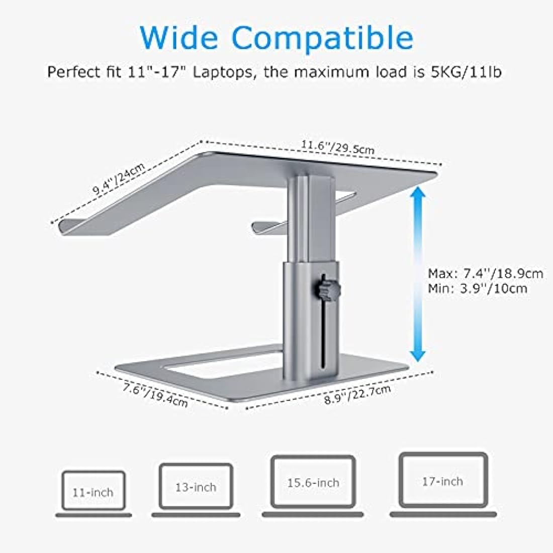 BoYata Laptop Stand, Height adjustable Ventilated Laptop Holder, Notebook Stand Compatible with 10-17'' MacBook Pro/Air, Dell, HP, Samsung, Acer