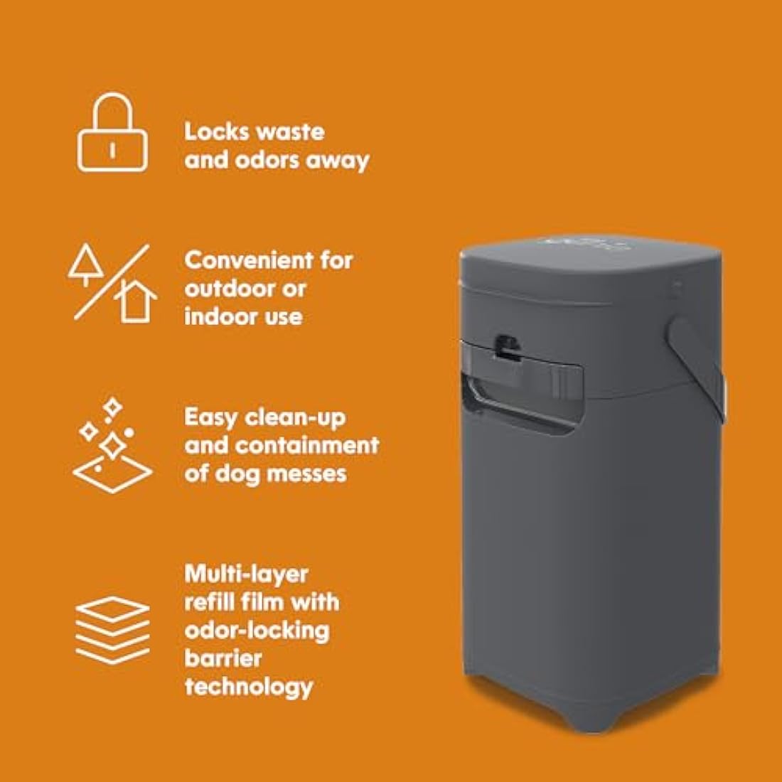 Pet Genie Pail | Dog Waste Disposal System for Outdoor and Indoor Odor Control | Dog Poop Trash can | Includes 1 Square Refill Bag That Lasts up to 2 Months