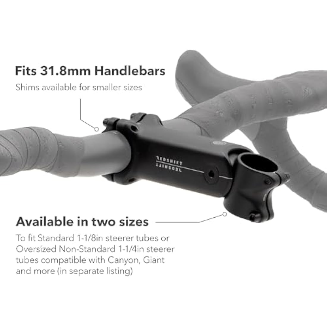 REDSHIFT ShockStop Suspension Stem for Oversized, Non-Standard 1-1/4 in (31.8 mm) Steerer Tubes, Shock-Absorbing Bike Handlebar Stem for Road, Gravel, Hybrid and E-Bikes