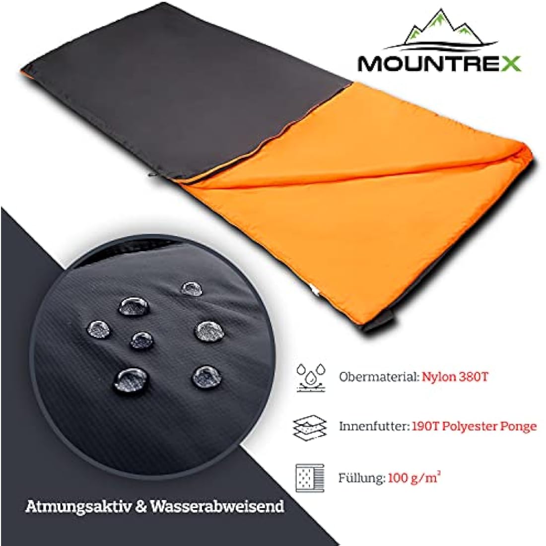 MOUNTREX® Sleeping Bag - Small Pack Size & Ultralight (700 g) Summer Blanket Sleeping Bag - Outdoor Summer Sleeping Bag - Camping, Travel, Festival - Linkable