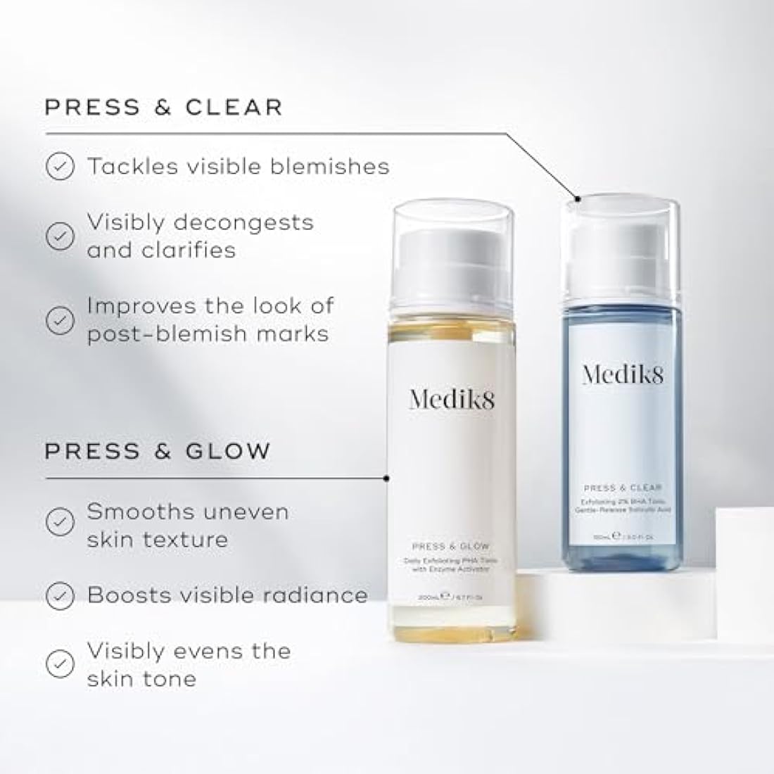 Medik8 Press & Clear Refill - Exfoliating 2% BHA Clarifying Toner - Salicylic & Tranexamic Acid - Reduces Blemishes, Blackheads & Oiliness - 150ml