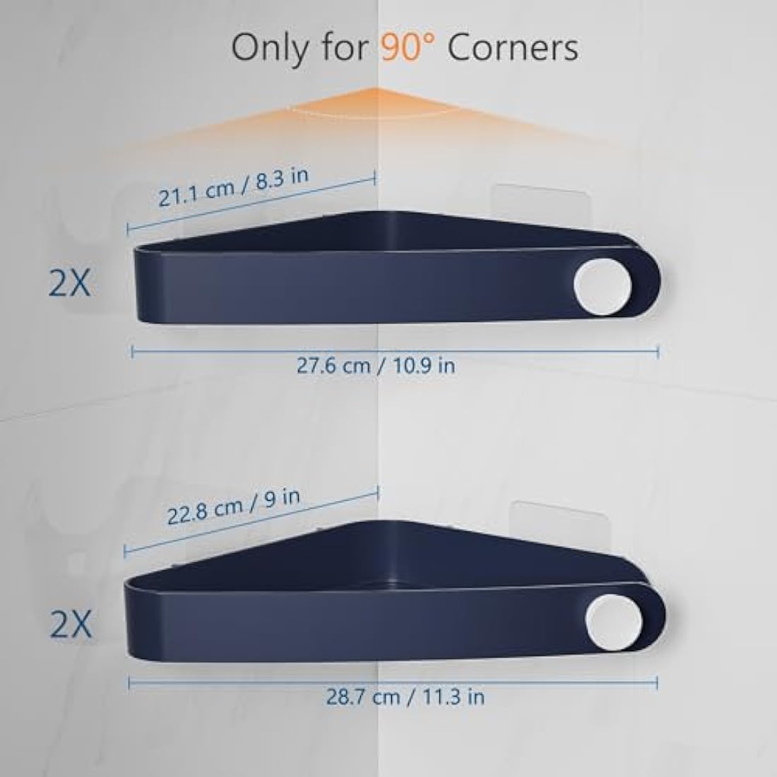 Sotfamily 4 Packs Corner Shower Caddy, No Drill Shower Organiser with Adhesive Pad, Rust Free Plastic Shower Storage for Bathroom, Kitchen & Toilet (Navy)