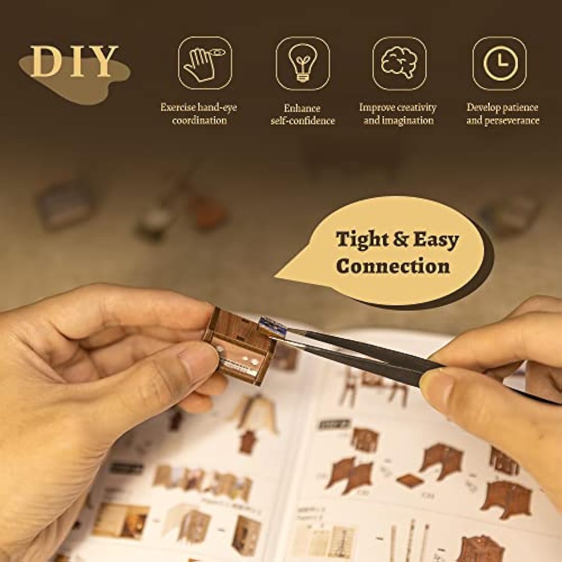 CUTEBEE Book Nook Kits For Adults - DIY Dollhouse Miniature with LED Light, 3D Wooden Puzzle Bookend Bookshelf Decor, Gifts for Family and Friends (The Secret Rhythm)