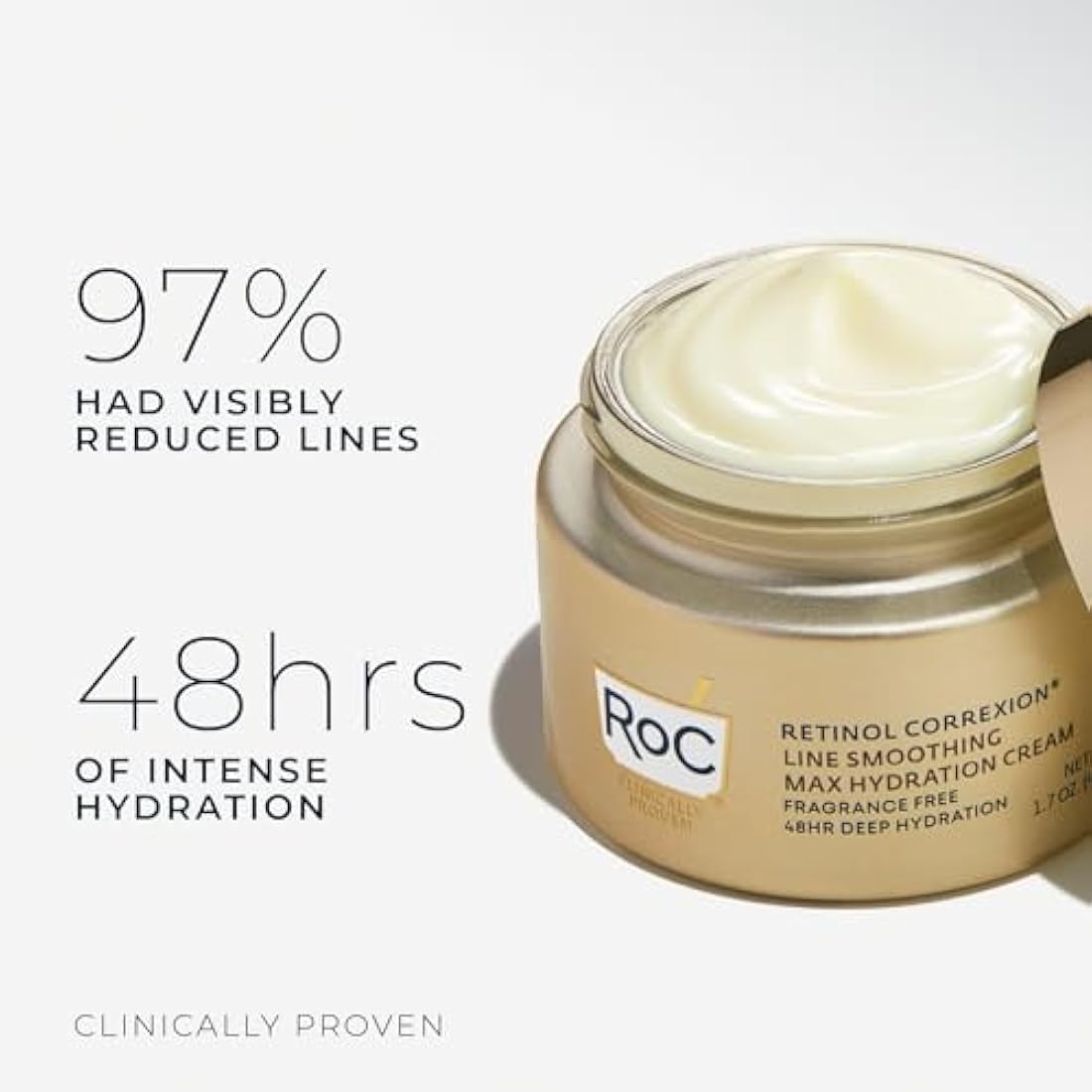 RoC Retinol Correxion Anti-Aging Crème for 24-Hour Deep Hydration, Advanced Anti-Wrinkle Moisturizer Made with Retinol & Hyaluronic Acid 1.7 oz