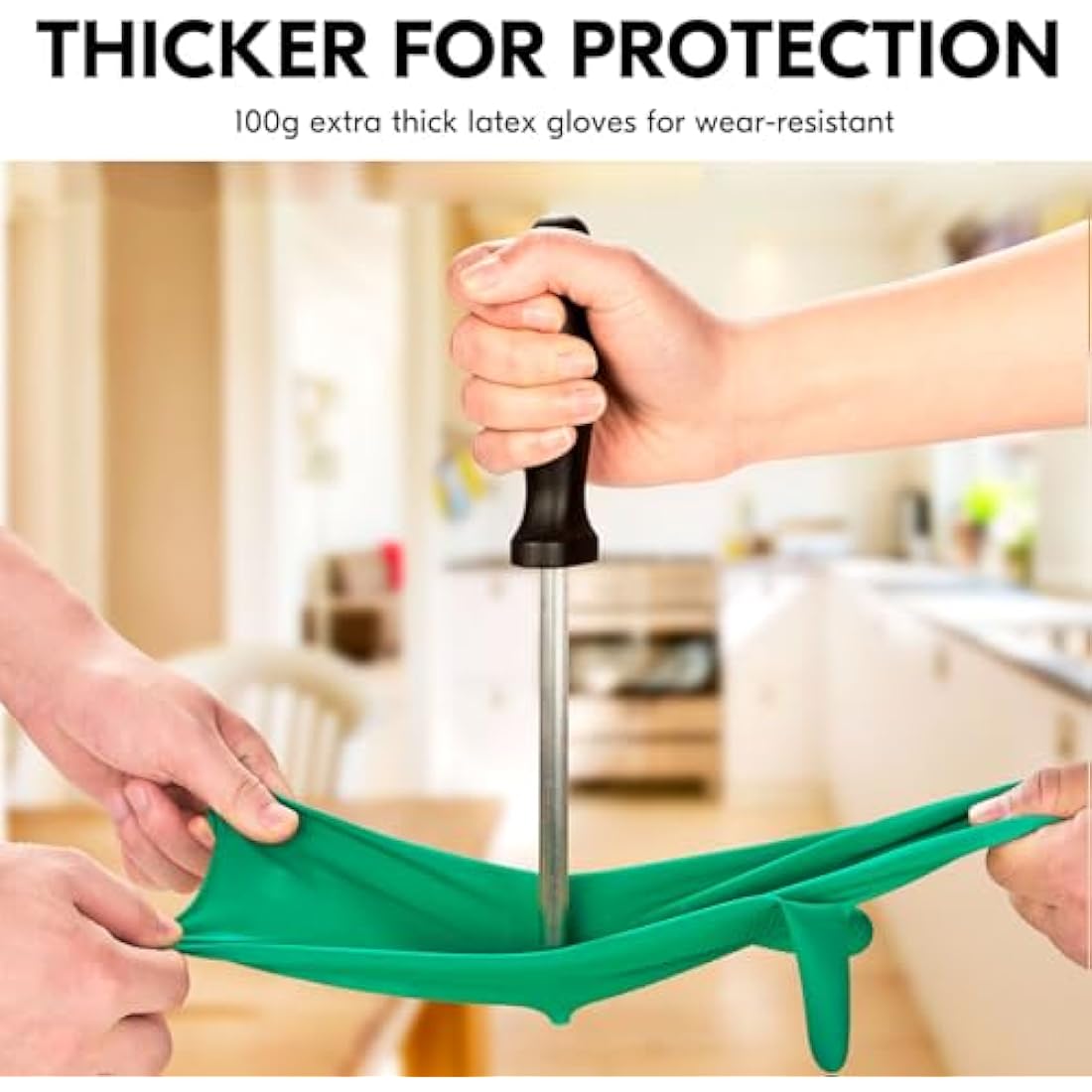 Vgo... Reusable Household Gloves, Dishwashing gloves, Extra Thick, Long Sleeves, Kitchen Cleaning/Painting/Gardening/Pet Care