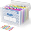 ABC life A4 Expanding File Organiser with Grid Pattern,13 Pockets Expandable Filling Boxes Documents Organiser,Accordion A4 Desk Folders,Portable Rainbow Files Wallets Plastic Bill Storage Bag(Blue)