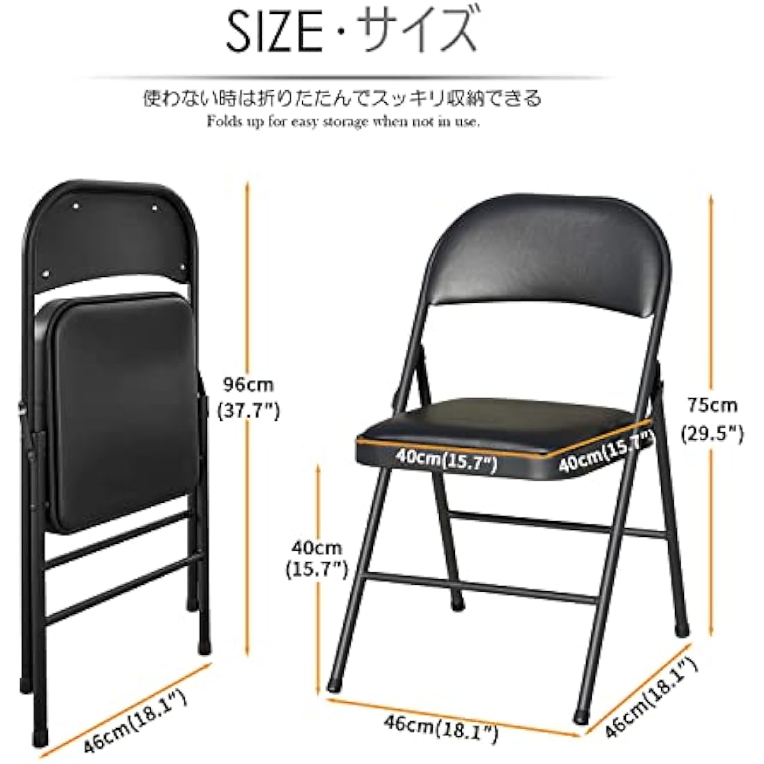 KAIHAOWIN Set of Desk and Chair, Computer Table/Dining Table 97 x 47 cm and Folding Chair 40 x 40 cm, Folding Desk and Chair, Outdoor, Black