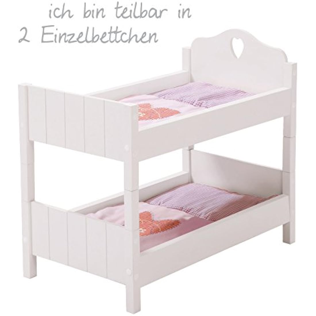 roba Doll Bunk Bed Fienchen - Dividable doll bed including textile equipment - Wood white lacquered