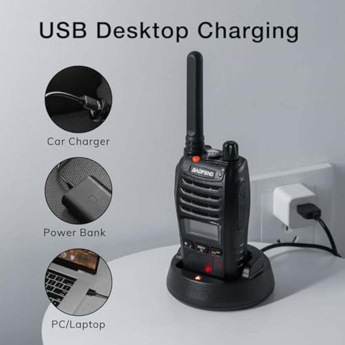 BAOFENG BF-88ST Pro PMR446 Walkie Talkie, Upgraded Long Range Rechargeable License-Free Two Way Radios with LCD Display, VOX Dual Watch, Desktop Charger and Earpieces, 2 pack