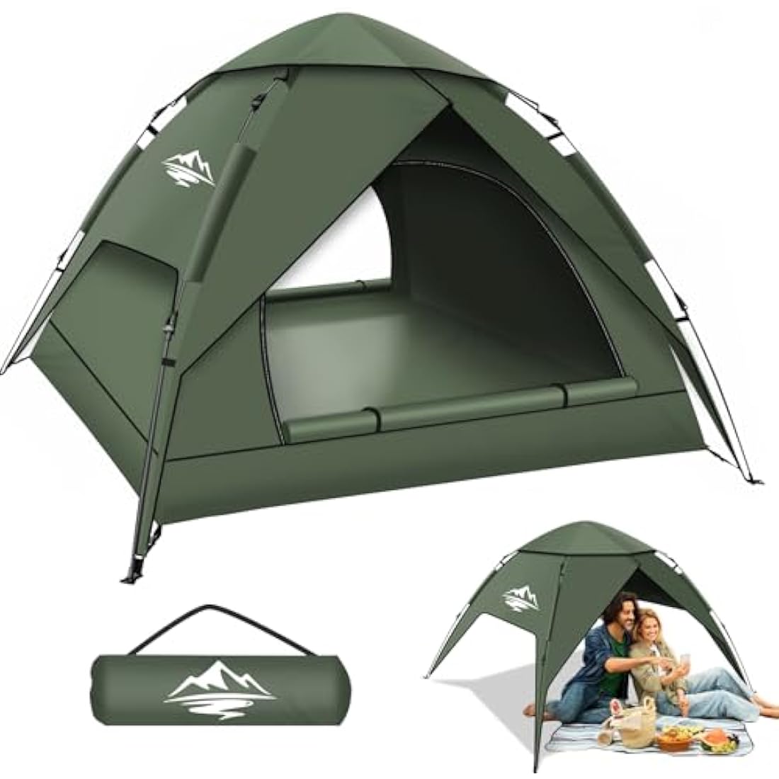 2-3 Man Tent, Pop Up Camping Tent Waterproof, Double Layer Dome Tents with Removable Outer Tarp, Pop Up Tents for Hiking, Outdoor, Backpacking