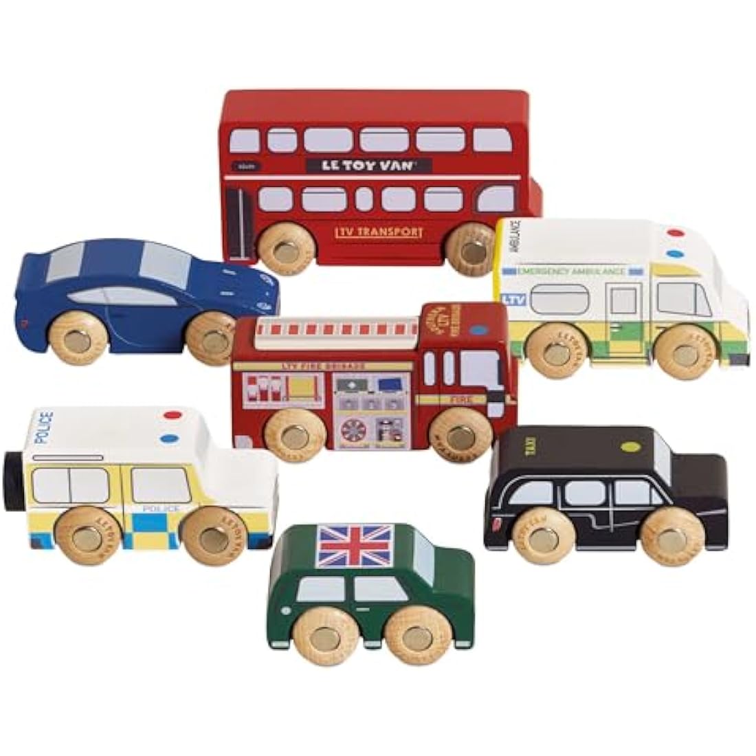Le Toy Van - Iconic Wooden London Themed Toy Car Play Set - Set 7 Pieces | Play Vehicle Role Play Toys - Suitable For 2 Year Old +