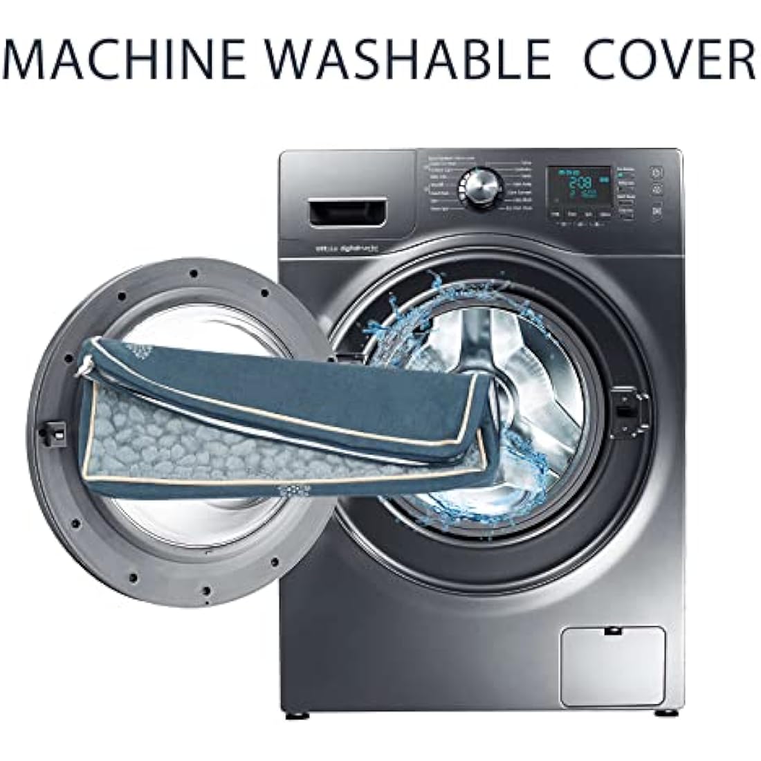 VANKEAN Waterproof Dog Bed Mat Reversible (Warm and Cool) with Removable Machine Washable Cover, Dog Bed Matterss for Crate, Dog crate mat, Dog Pad Pet Bed for Small to Large Dogs, Navy/Grey