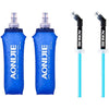 Azarxis TPU Soft Flask Collapsible Water Bottle Running Folding Gel Water Reservoir Handheld for Hydration Pack Hiking Cycling Climbing Jogging Marathon Trail Race (500ml - 2 Pack with 2 Speed Straw)
