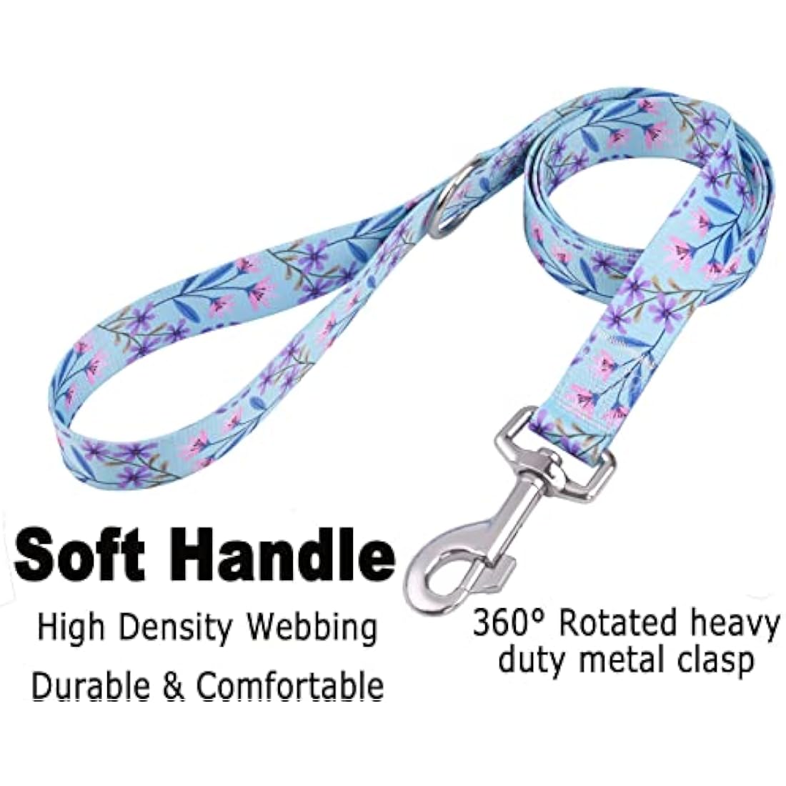 Mihqy Dog Collar and Lead Set with Bohemia Floral Tribal Geometric Patterns - Soft Ethnic Style Collar Adjustable for Small Medium Large Dogs(Pink + Purple Floral Set,M)