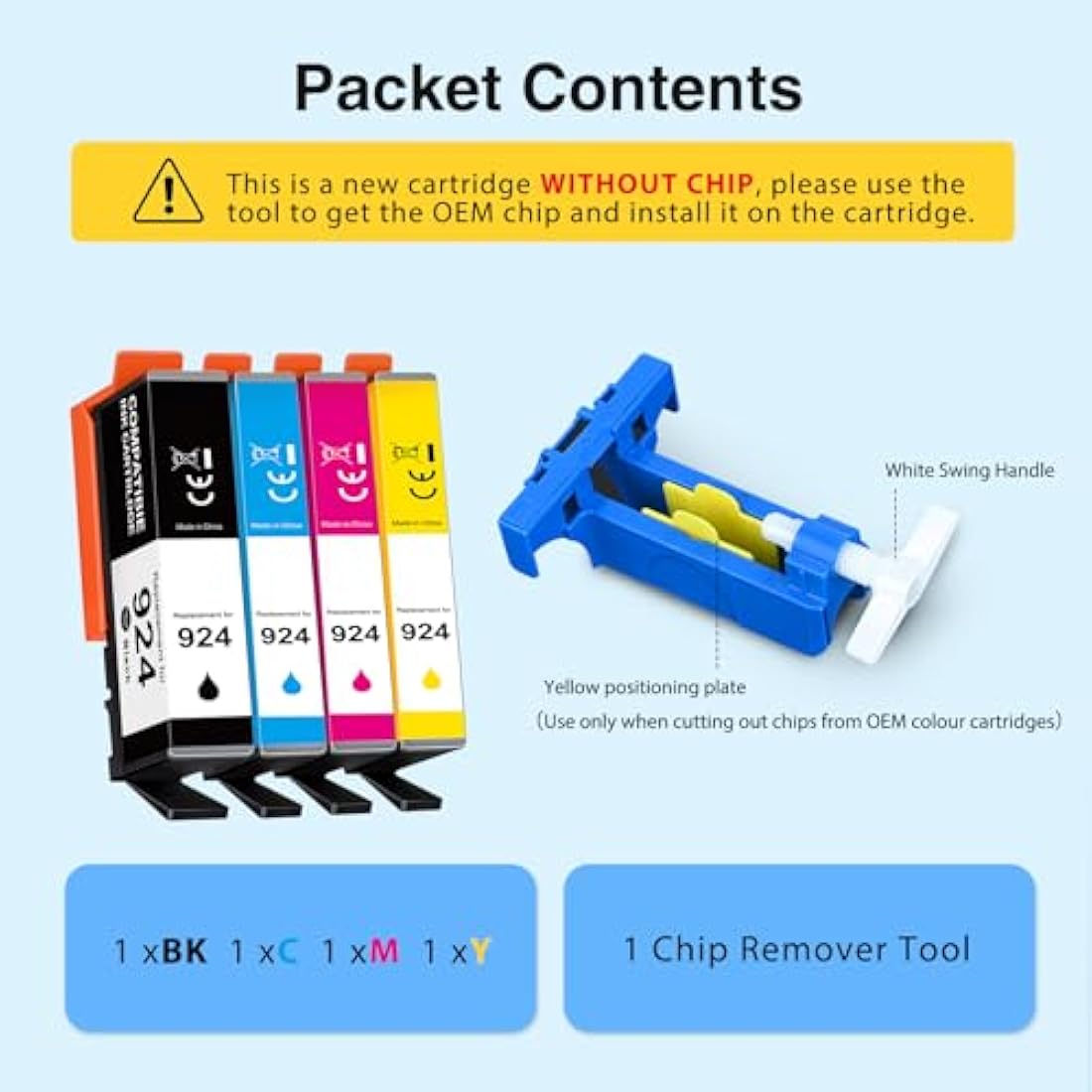 starink 924 Ink Cartridges Replacement for HP 924 for HP OfficeJet Pro 8120e OfficeJet Pro8122e 8124e 8125e 8132e 8134e 8135e 8130e 8138e 8139e All-in-One(No Chip, Black Cyan Yellow Magenta)