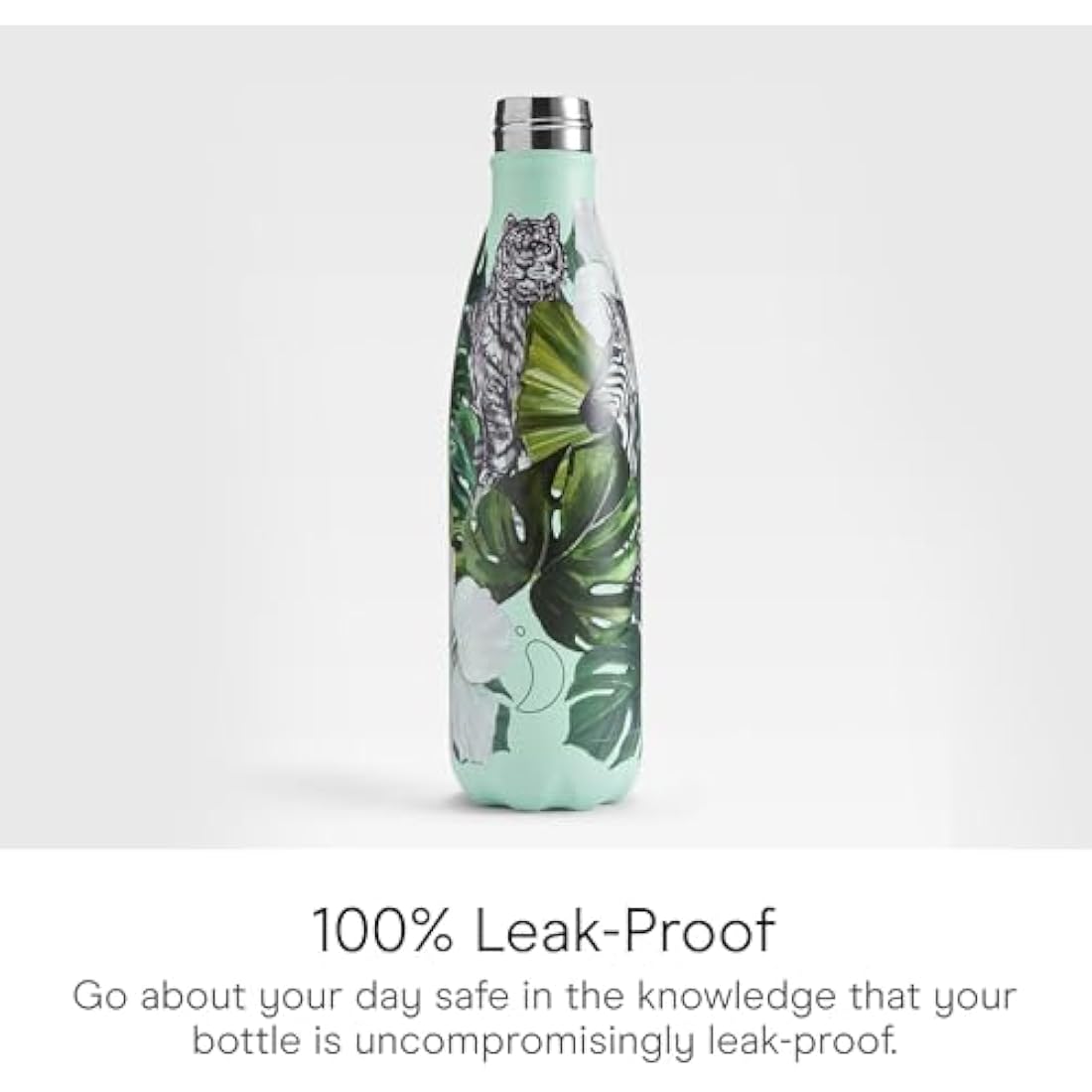 Chilly's Water Bottle - Stainless Steel and Reusable - Leak Proof, Sweat Free - Wild Monstera, 500ml