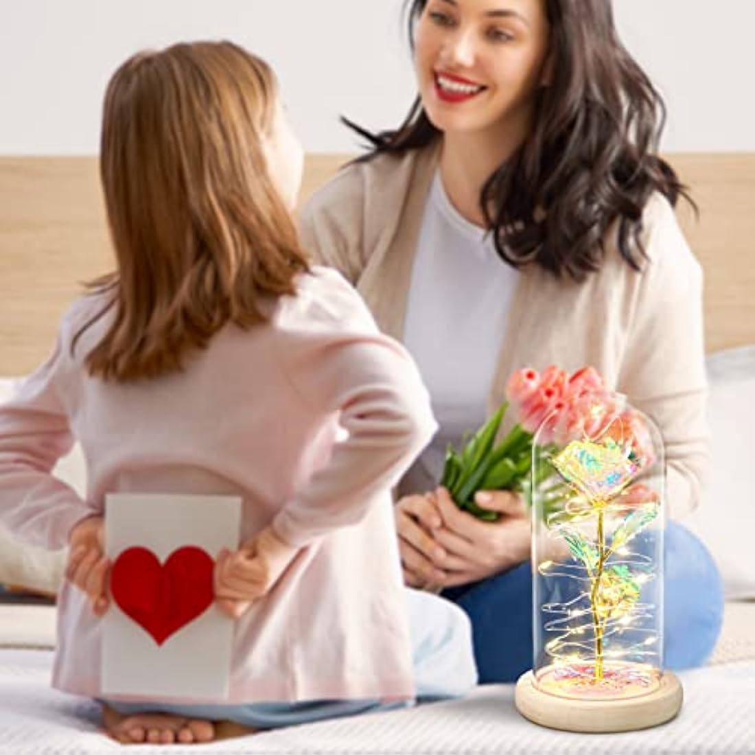 ADAZ Mothers Day Flowers Gifts for Mum,Galaxy Eternal Rose Gift for Her Girlfriend Wife in Glass Dome Colorful Artificial Roses with LED Light on Valentine's Day,Christmas,Birthday,Anniversary
