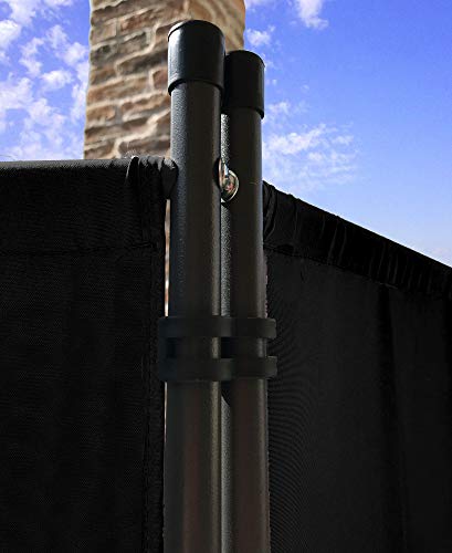 Paravent 170 x 165 cm Fabric Room Devider Garden 3-Part Patrition Wall Foldable Balcony Privacy Screen Black