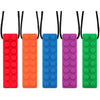 Novelfun Sensory Chew Necklace, 5 Pack Silicone Chew Pendant Training and Development Fidget Toy Chewing Necklace for Teething Babies, Autism ADHD SPD, Oral Motor, Anxiety, Autistic Children