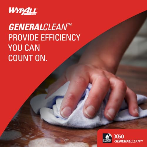 WypAll X50 General Clean Cloths 8356 - Reusable Cleaning Cloths - 1 Jumbo Roll x 1,100 White Industrial Wipers