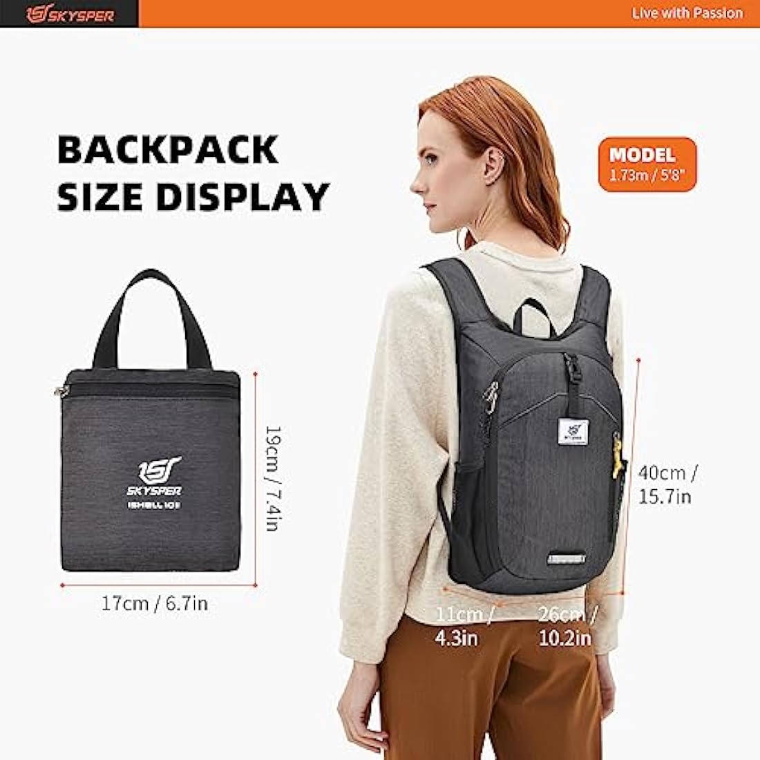 SKYSPER 10L Hiking Backpack Small Hiking Daypack Packable Lightweight Travel Day Pack for Women Men