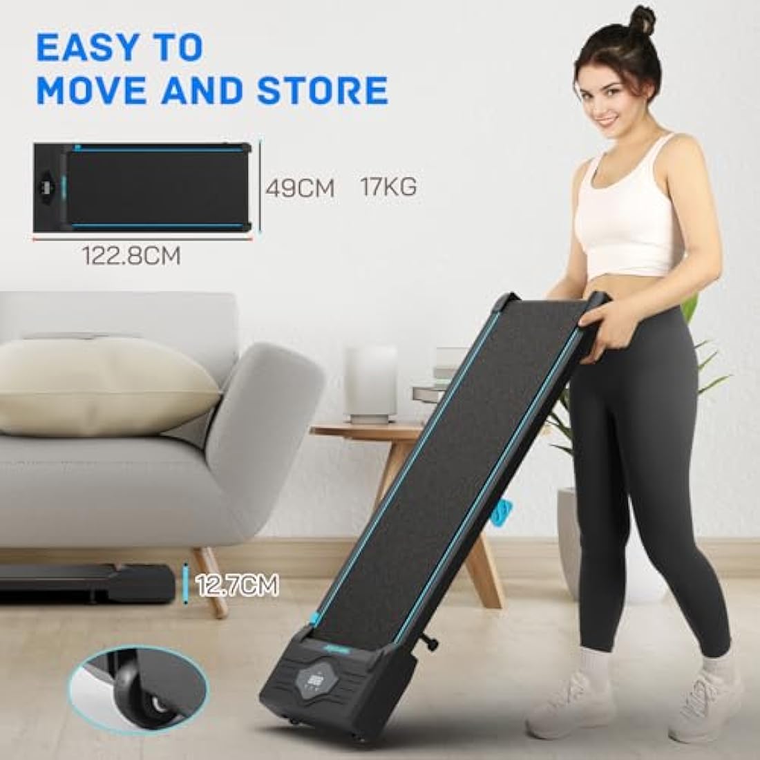 Treadmill Under Desk Walking Pad with Remote Control and LED Display Compact Exercise Machine for Home/Office Jogging