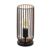 Eglo Roccamena Vintage Table Lamp, Black and Copper-Coloured Steel Bedside Light, Living Room Lighting, E27 Socket