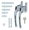 FixRello Universal Inline uPVC Window Handle ? Lockable, Ambidextrous, Multi-Spindle ? Chrome (2 Pack)