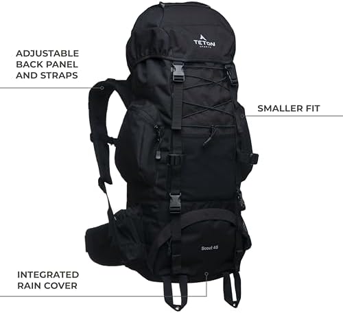 TETON Sports Unisex's Internal Frame Backpack, Onyx, 55L