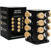 My Luxury Cuisine Rotating Spice Rack, Aesthetic Spice Rack for Inside Cupboard or Free Standing, Ideal Spice Rack Organiser Including 16 Spice Jars with Lids and Labels to Easily Sort your Spices.