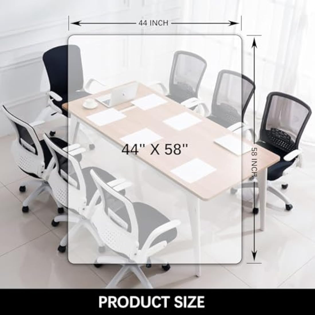 Kuyal Clear Chair mat for Hard Floors 112x147cm (44" X 58") Transparent Floor Mats Wood/Tile Protection Mat for Office & Home