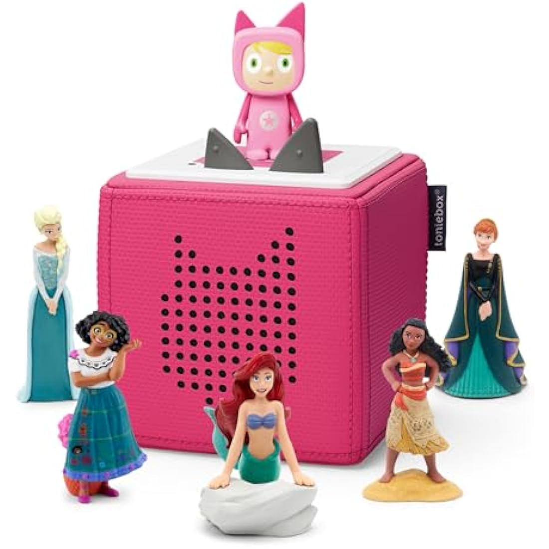 tonies Ultimate Pink Toniebox Disney Bundle including 1 creative & 5 characters Disney Princess- Moana, Little Mermaid, Encanto - Mirabel, Frozen - Elsa, Anna
