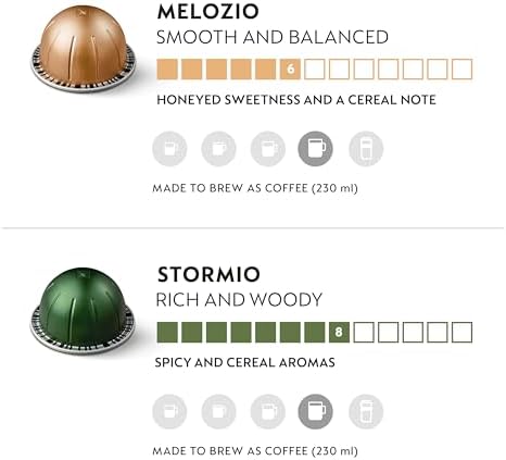Nespresso Vertuo Coffee Pods, Pack of 30, 10 x Melozio, 10 x Stormio, 10 x Odacio capsules for Nespresso Machines. Make Espressos, Cappuccino and Lattes at home. Recyclable Pods.
