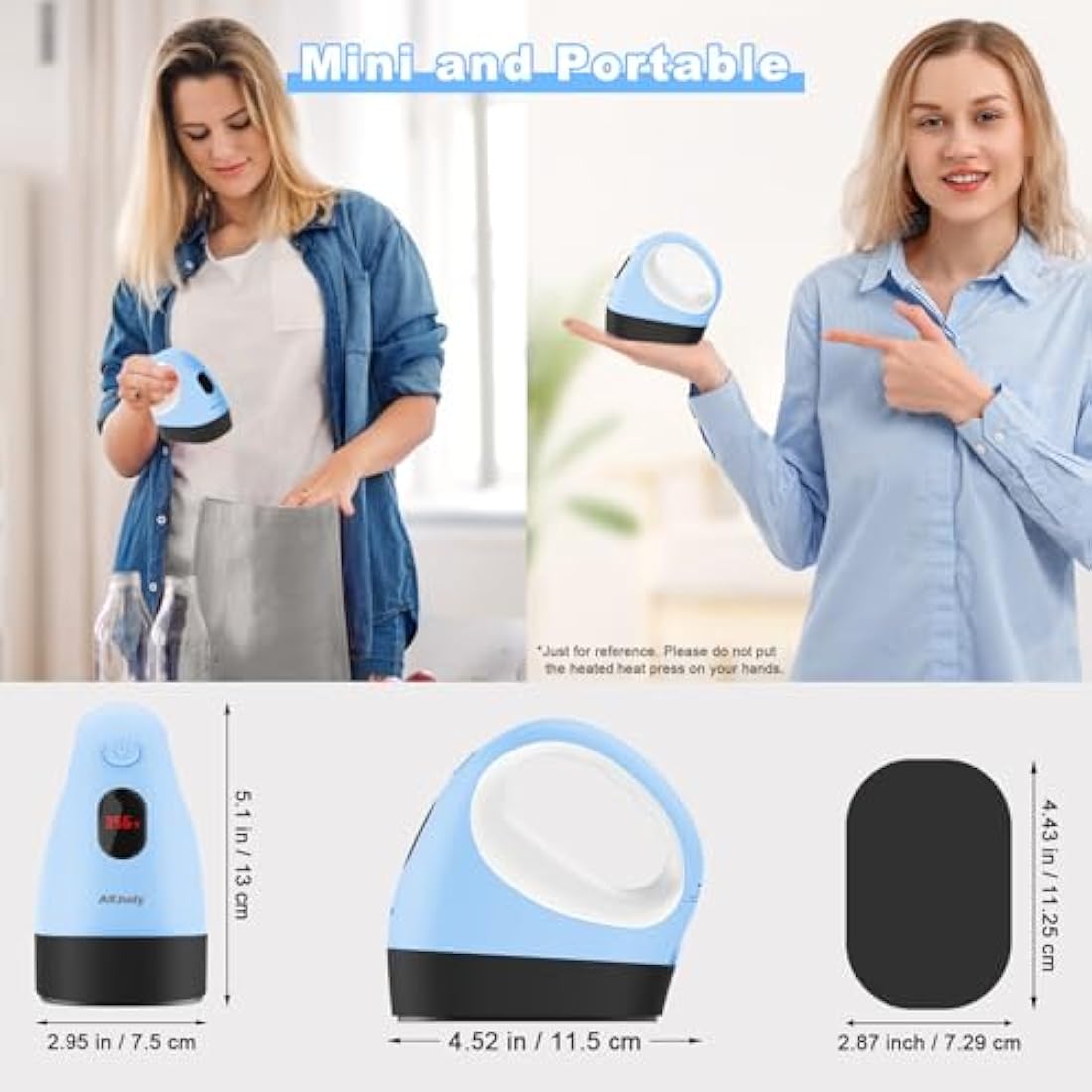 Mini Heat Press Machine, Mini Heat Transfer Iron Press, 3 Heat Settings & Visible Temp, Portable Heat Press Easy for Crafts, T-Shirt, Hats, Shoes, Bags, Cap, and Small HTV Vinyl Projects