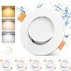 GeyouLux 3CCT LED Recessed Spotlight Dimmable 230V 4.9W IP44 Bathroom Spotlight 68-80 mm 45 Rotatable Extra Flat Round White Ceiling Light for Living