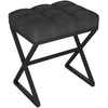 YMYNY Vanity Stool, Linen Footrest, Square Ottoman Bench with X-Shaped Metal Legs, Small Side Table Makeup Dressing Seat for Living Room, Bedroom, Entryway, Hallways 40×30×46CM Black HBD033B