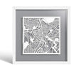 O3 DESIGN STUDIO Rome Paper Cut Map framed, White map, White frame, 9x9 inches, Gift Boxed, 4 background color, self-changing, Paper Art