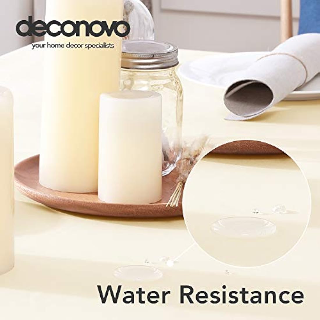 Deconovo Oxford Decorative Water Resistant Wipeable Table Cover Rectangle Tablecloth for Dining Table 132x178cm(52x70in) Beige