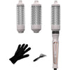 Thermal Brush 3 in 1 Set, Ionic Heated Round Curling Create Volume & Smoother Hair Style for Fully Dried Hair, Ceramic Fast Heating Curling Iron Brush with Temperature Lock & Auto-Power Off (Silvery)