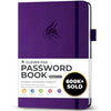 Clever Fox Password Book with alphabetical tabs. Internet Address Organizer Logbook. Medium Password Keeper for Website Logins (Purple)