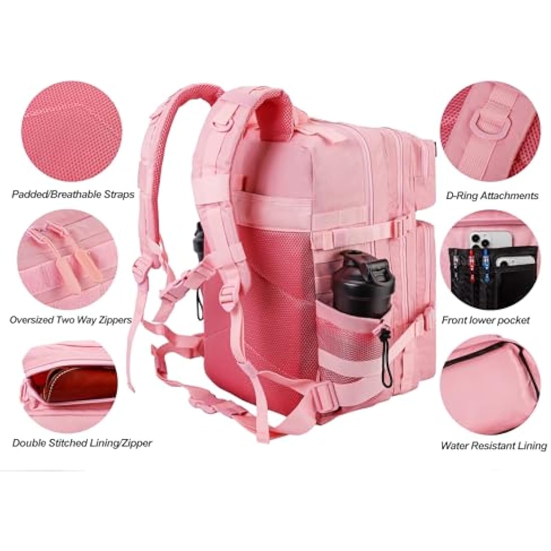 LHI Military Tactical Backpack for Men and Women 45L Large waterproof Rucksack for School, Hiking, Trekking, Hunting
