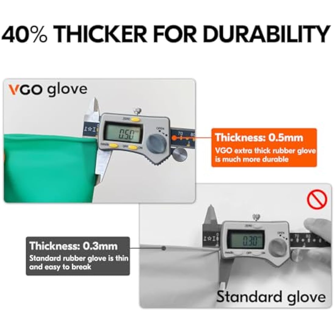 Vgo... Reusable Household Gloves, Dishwashing gloves, Extra Thick, Long Sleeves, Kitchen Cleaning/Painting/Gardening/Pet Care