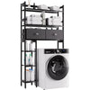 SMIBUY Over-The-Toilet Storage Rack, 6-Tier Bamboo Large Bathroom Organizer with Side Shelves and 2 Drawers, Stable Freestanding Space Saver for Bathroom, Laundry Room(Black)