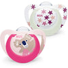 NUK Star Night & Day Baby Pacifier | 6-18 Months | Glow in The Dark Soothers | BPA-Free Silicone | Pink Koala | 2 Pieces